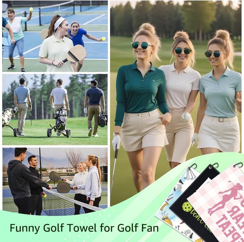 WUUCKOO in My Golf Era Printed Pink Towel, Funny Bag Towels for Women with Clip, Accessories for Ladies, Gifts for Golfer Player Lover, Woman Golf Towel - Image 5